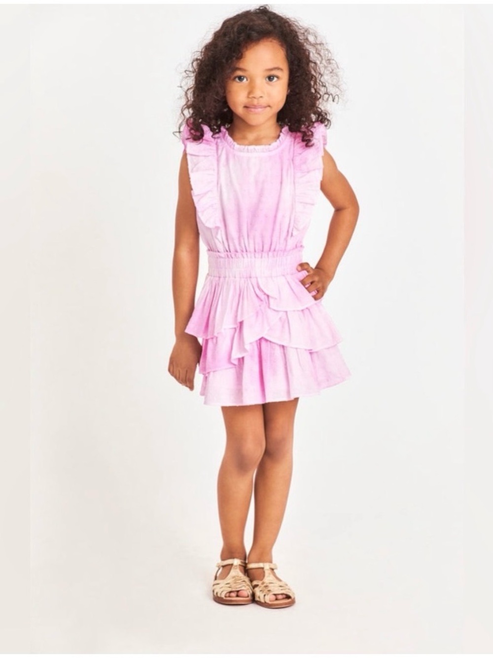 LoveShackFancy Pink Tie Dye Decker Heritage Ruffle Dress Girls 12 Years